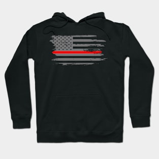 Thin Red Line Fireman Fire Rescue American Flag Hoodie